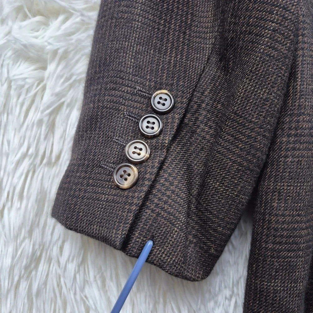 Brioni Nomentano Brown Glen Plaid 100% Pure Cashmere Blazer Saks Fifth Ave 46R